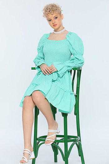 Mint Kadın Likralı Puantiyeli Mini Elbise 476195