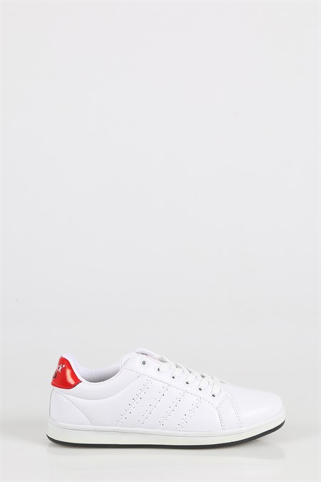 BeyazKırmızı Bağcıklı Bay Spor Ayakkabı 164254