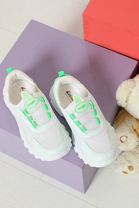 Beyaz Neon Yeşil Çocuk Anaroklu Aqua Günlük Spor Ayakkabı 479840