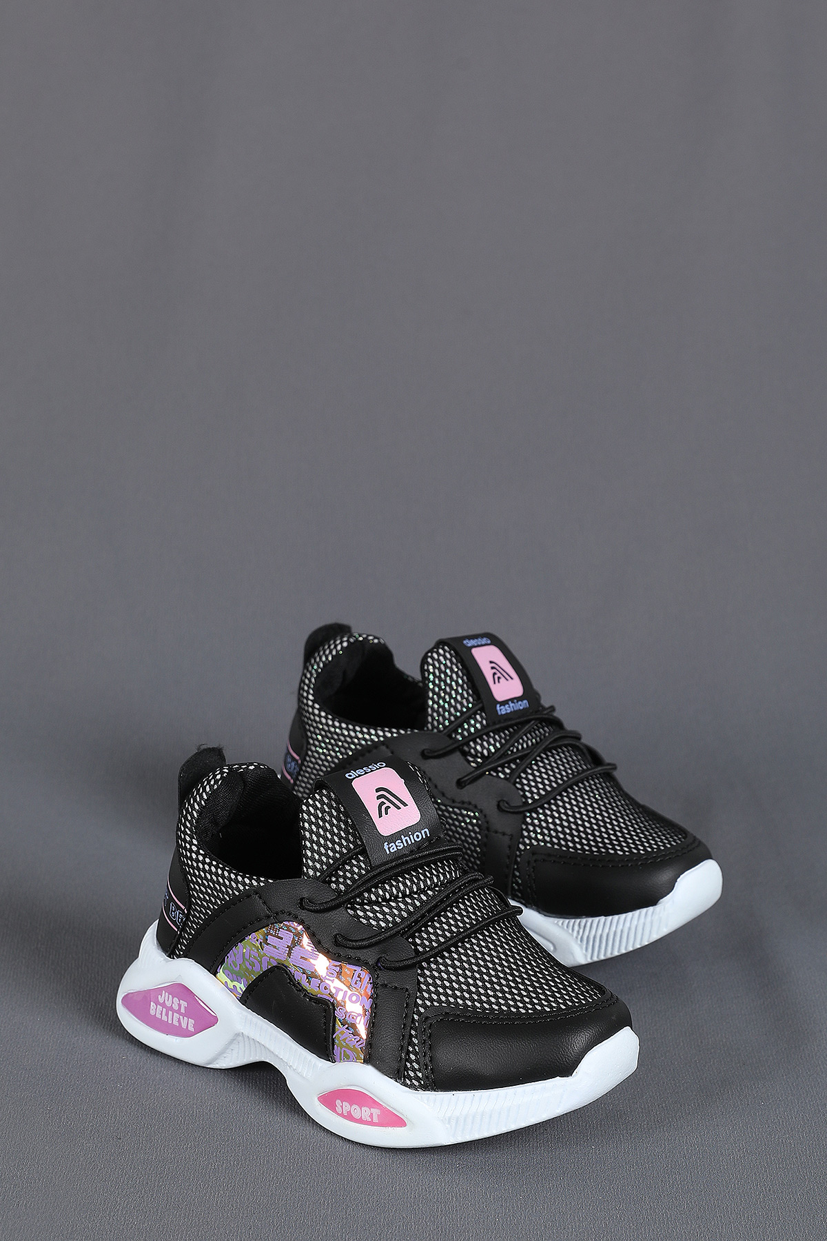 Siyah Bağcıklı Kız Çocuk Spor Ayakkabı 374977- tozlu.com