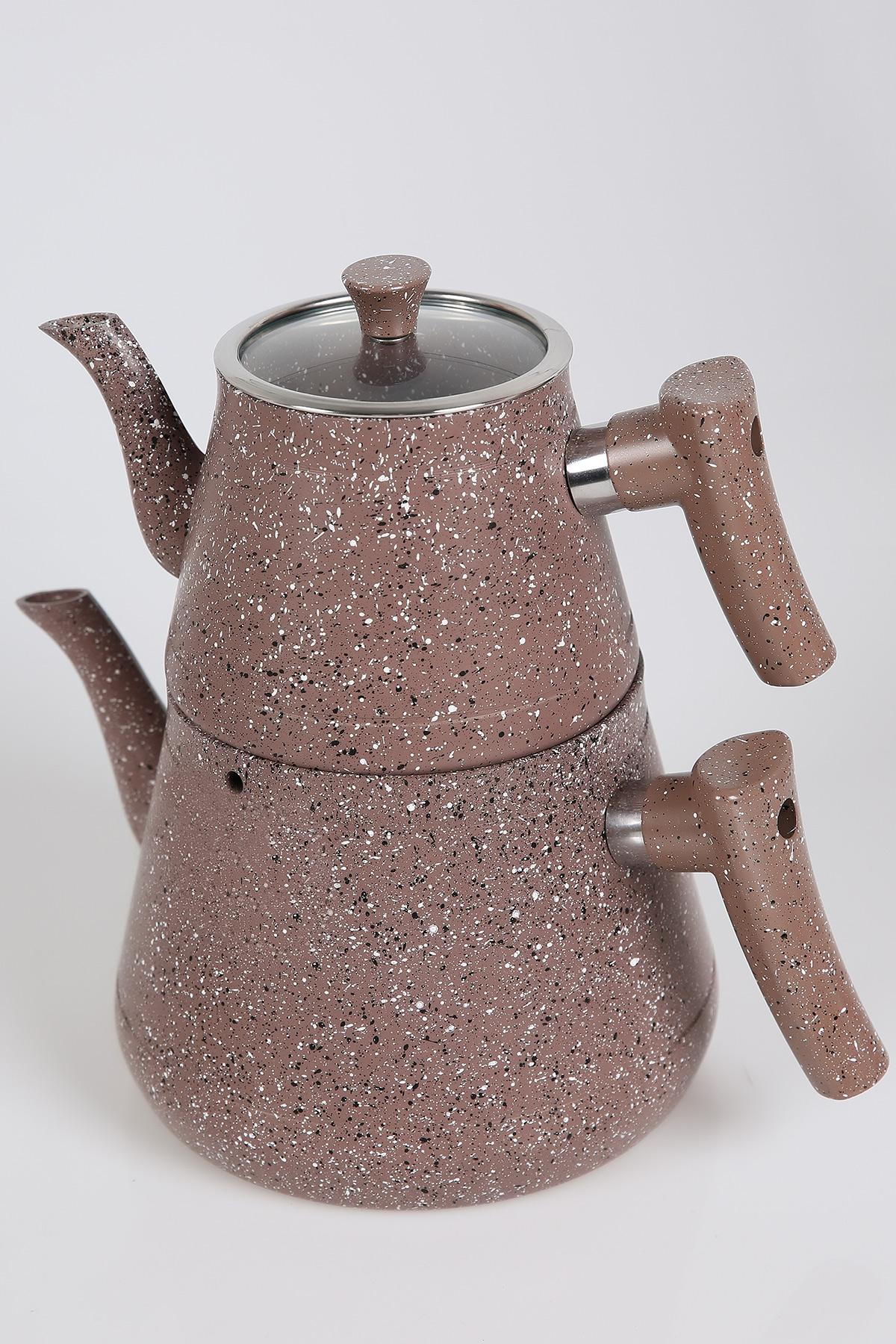 Vizon Cam Kapaklı Granit Çaydanlık Takımı 408739- tozlu.com