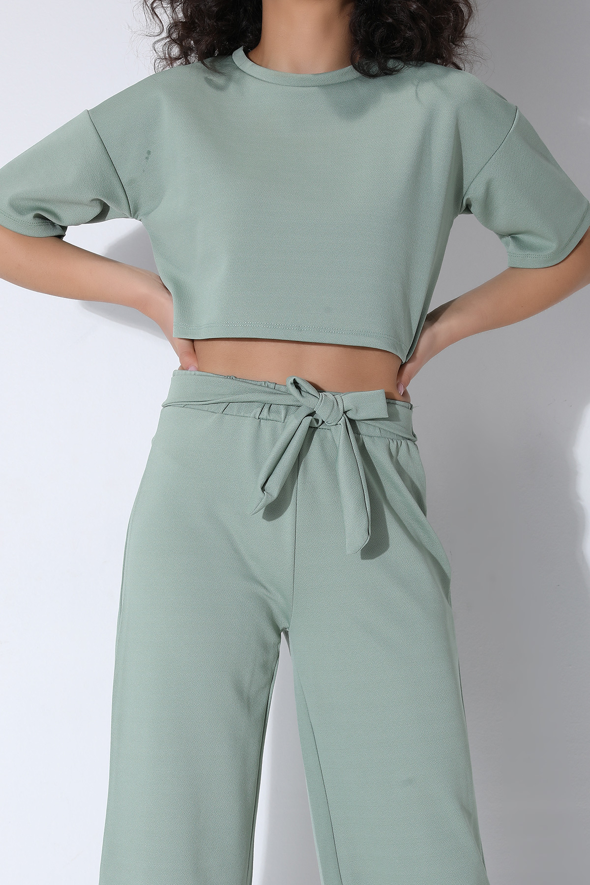 Mint Crop Bluz Pantolon İkili Takım 389204- tozlu.com