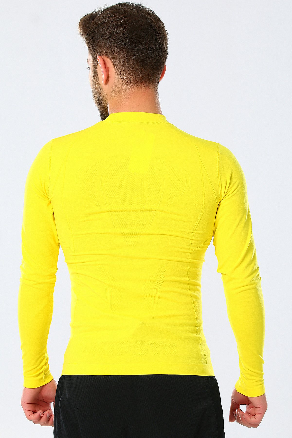 Sarı Desenli Uzun Kollu Erkek Spor Basic Body 420485- tozlu.com