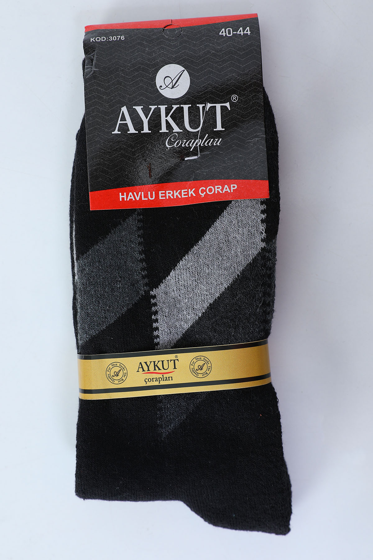 Erkek Desenli Havlu Çorap (40-44 Uyumludur) Siyah 491900 - tozlu.com
