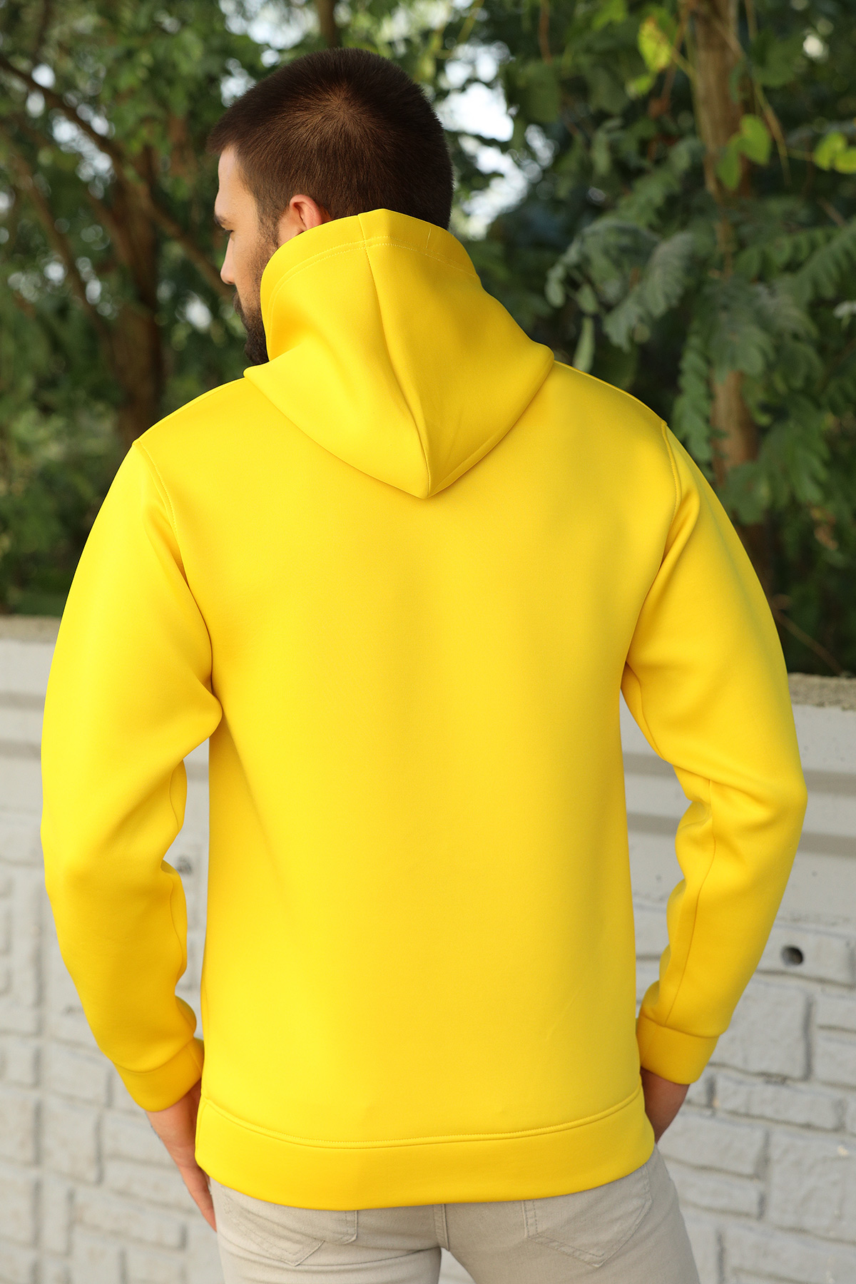 Sarı Kapüşonlu Kanguru Cepli Dalgıç Erkek Sweatshirt 417985- tozlu.com