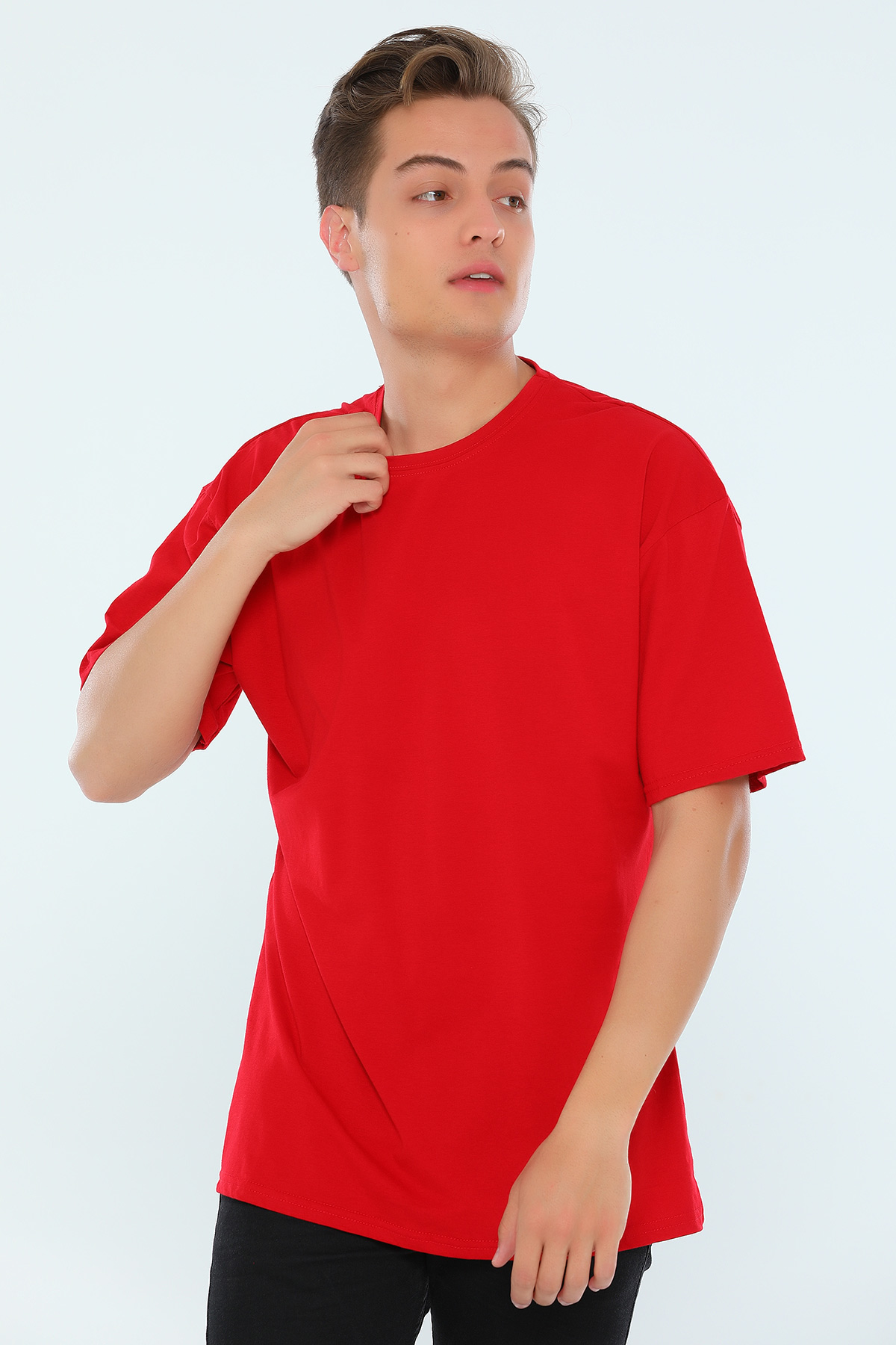 Kırmızı Oversize Erkek T-shirt 451665- tozlu.com