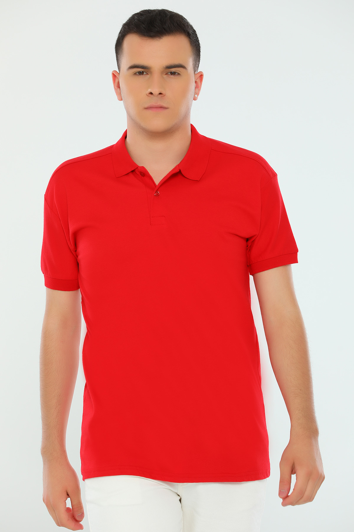Kırmızı Polo Yaka Büyük Beden Erkek T-shirt 449609- tozlu.com