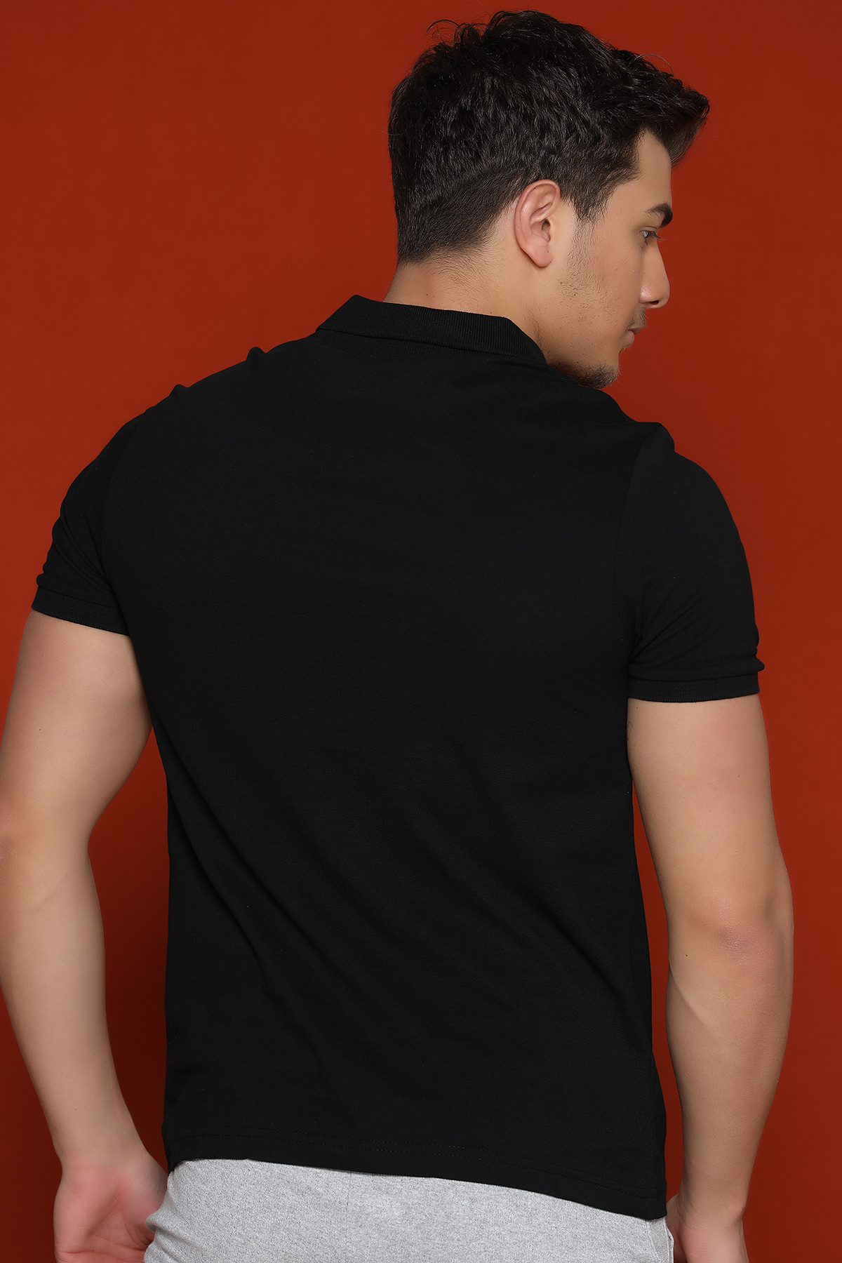Siyah Polo Yaka Erkek T-shirt 292161- tozlu.com