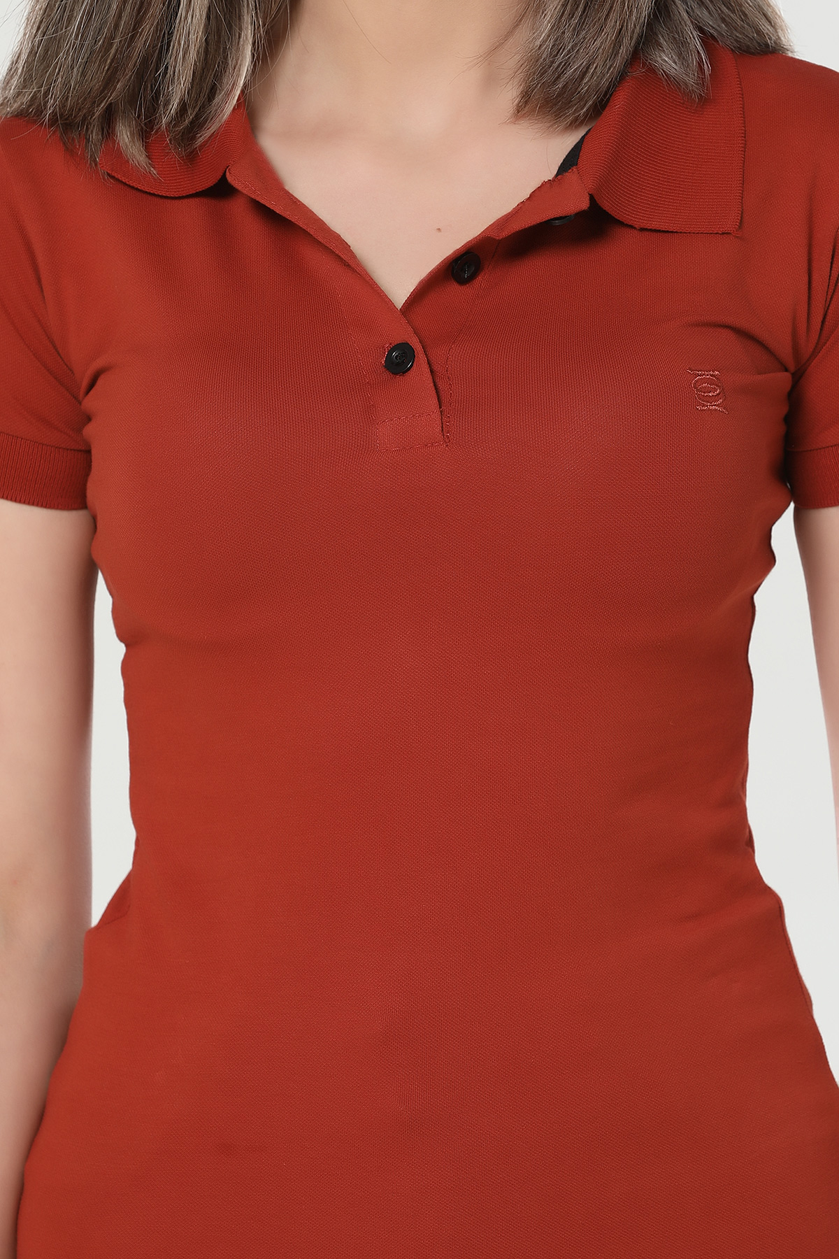Kiremit Polo Yaka Kadın T-shirt 360520- tozlu.com