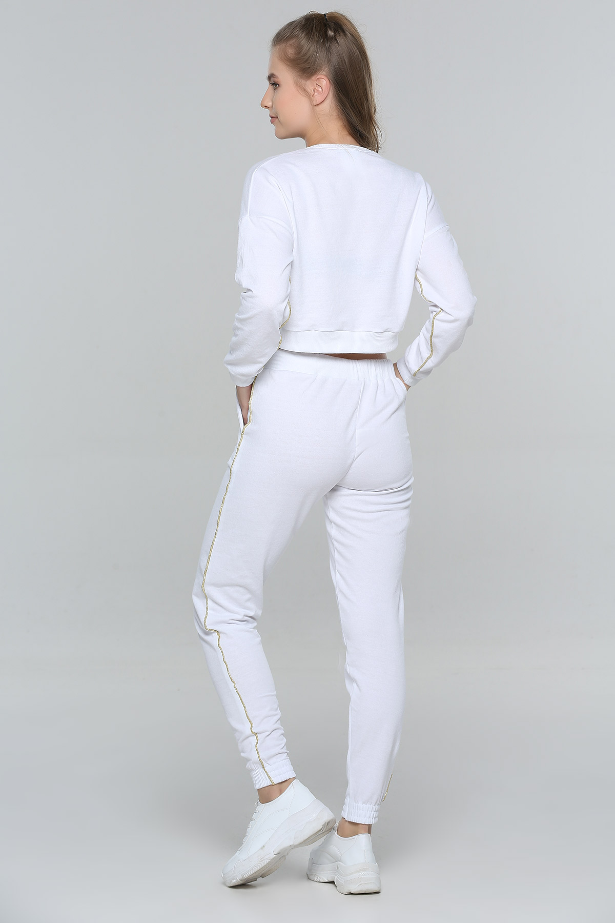 Beyaz Şeritli Kadın Eşofman Takımı 298221- tozlu.com