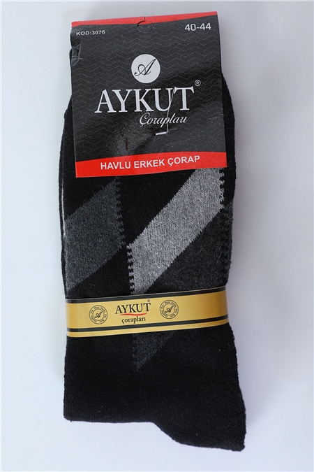 Erkek Desenli Havlu Çorap (40-44 Uyumludur) Siyah 491900