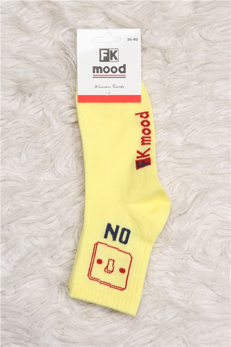 Kadın Baskılı Soket Çorap (36-40 Uyumludur) Sarı