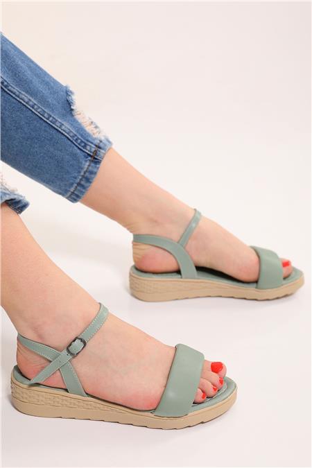 Mint Kadın Bilek Bağlamalı Tek Bant Rahat Taban Sandalet