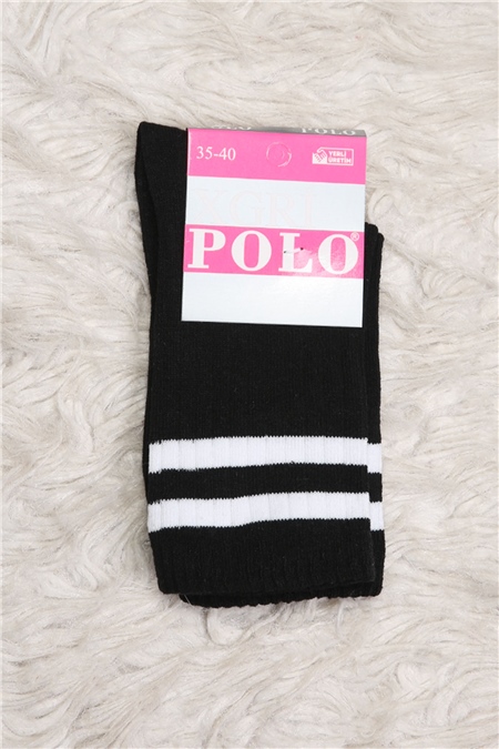 Kadın Çizgili Soket Çorap (35-40 Uyumludur) Siyah