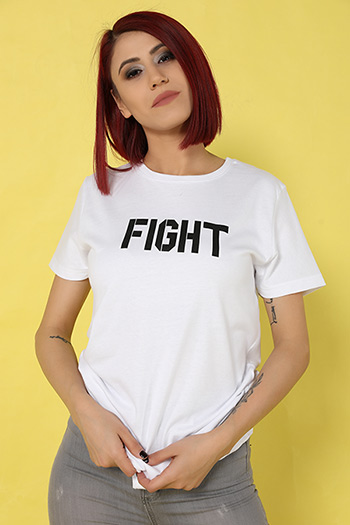 Baskılı Sevgili Kombin Kadın T-shirt