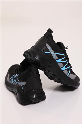 Çocuk Bağcık Lastik Detaylı Spor Ayakkabı Siyah