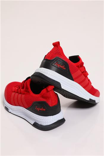 Çocuk Bağcık Lastik Detaylı Spor Ayakkabı Kırmızı