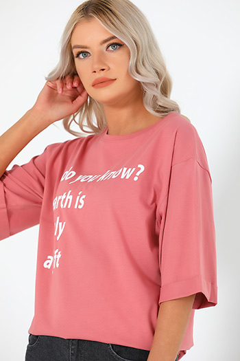 Do You Know Baskılı Yarım Kol Katlamalı Kadın T-shirt