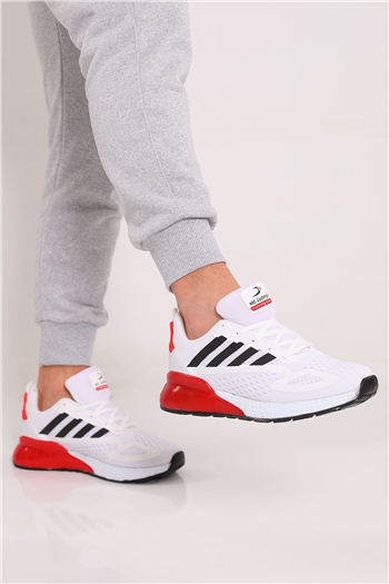 Erkek Bağcıklı Spor Ayakkabı BeyazKırmızı
