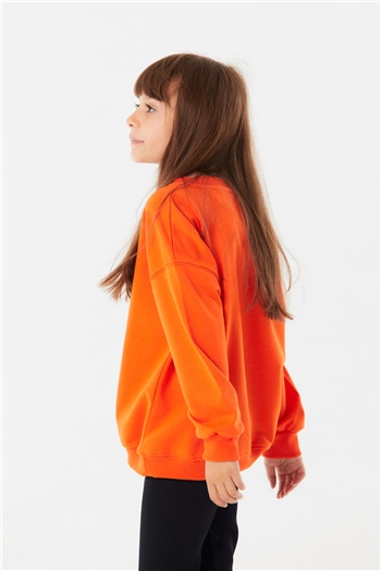 Erkek Çocuk Baskılı Salaş Sweatshirt Orange