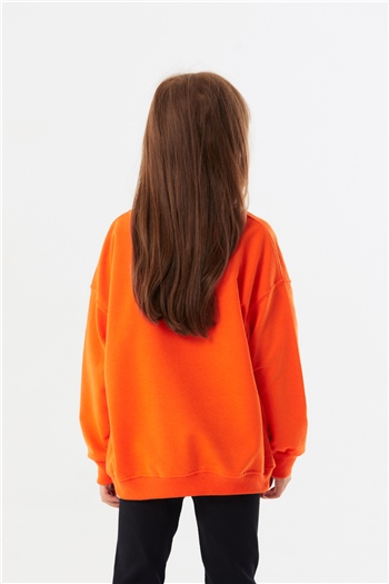 Orange Erkek Çocuk Baskılı Salaş Sweatshirt