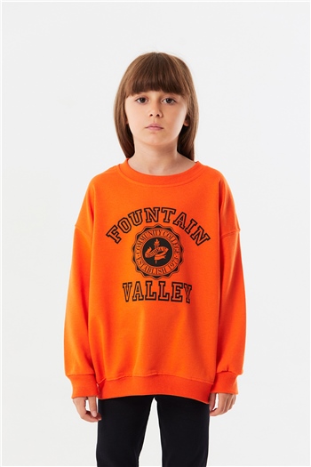 Orange Erkek Çocuk Baskılı Salaş Sweatshirt