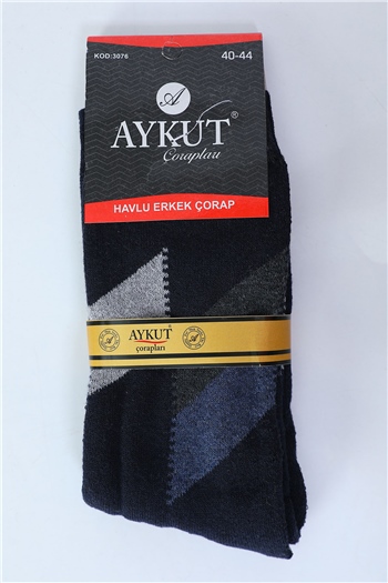 Erkek Desenli Havlu Çorap (40-44 Uyumludur) Lacivert 491901