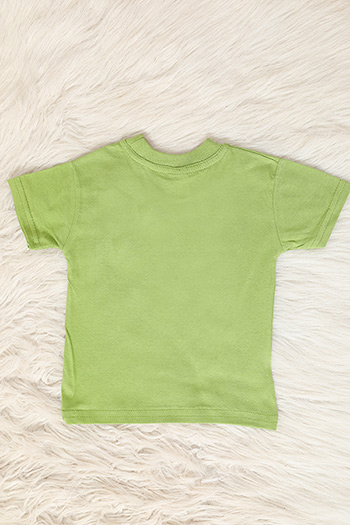 Fıstık yeşili Erkek Çocuk Likralı Bisiklet Yaka Baskılı T-shirt
