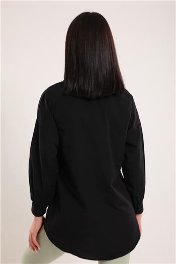 Kadın Boncuk İşlemeli Gömlek Siyah