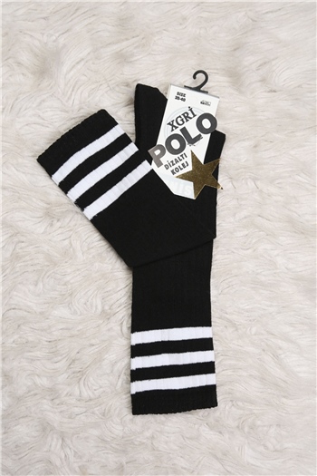 Kadın Çizgili Dizaltı Kolej Çorap (35-40 Uyumludur) Siyah