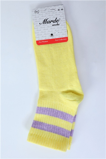Kadın Cizgili Kolej Çorap (36-40 Uyumludur) Sarı