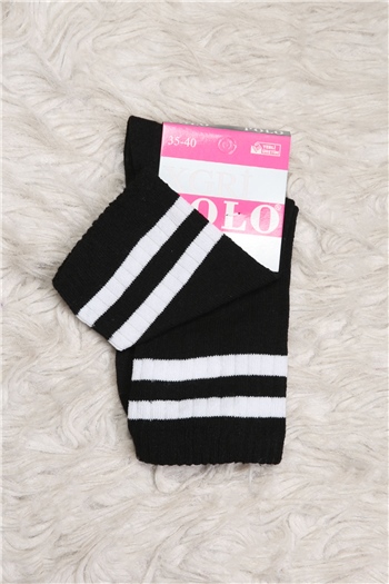 Kadın Çizgili Soket Çorap (35-40 Uyumludur) Siyah
