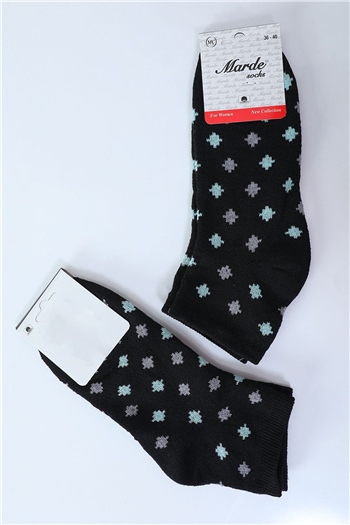 Kadın Desenli Ters Havlu 2 Li Patik Çorap (36-40 Uyumludur) Siyah