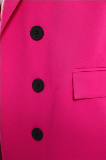 Kadın Düğme Detaylı Astarlı Blazer Ceket Fuşya