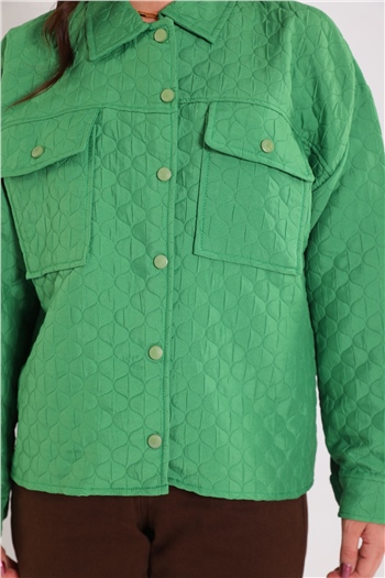 Kadın Kapitone Çıtçıtlı Ceket Yeşil