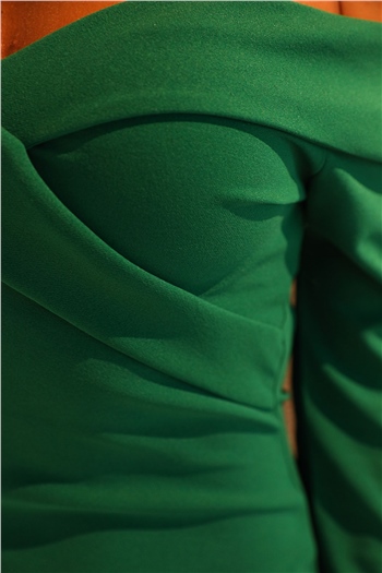 Kadın Ön Dekolteli Yırtmaçlı Abiye Elbise Yeşil 490747