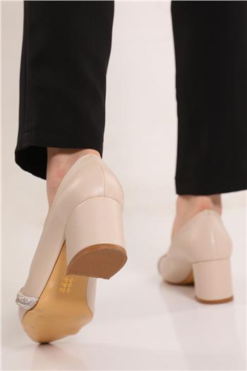 Kadın Ön Taşlı Topuklu Ayakkabı Taş