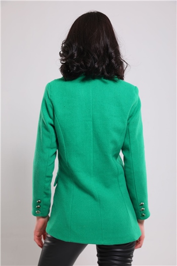 Kadın Sahte Cepli Blazer Ceket Yeşil