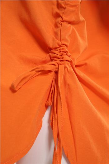 Kadın Yan Büzgülü Salaş Gömlek Orange