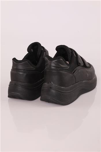 Kadın Yüksek Taban Cırtcırtlı Spor Ayakkabı Siyah