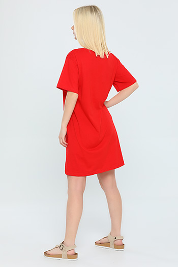 Kırmızı Baskılı Elbise 388850