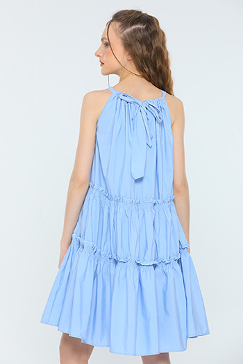 Mavi Kadın Sıfır Kol Boyundan Ayarlanabilir Bağlamalı Yazlık Salaş Elbise 480520