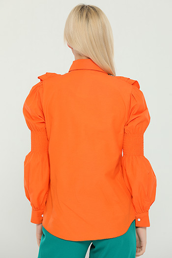 Orange Kadın Yakası Taşlı Fırfırlı Gömlek 476203