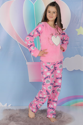 Pembe Polar Kız Çocuk Pijama Takımı 290578- tozlu.com