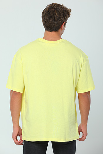 Sarı Erkek Oversize Körük Cepli T-shirt