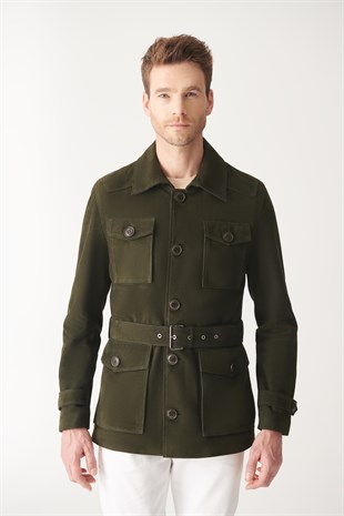 OLIVER Green Suede Safari Jacket | Men's Suede Leather Jacket