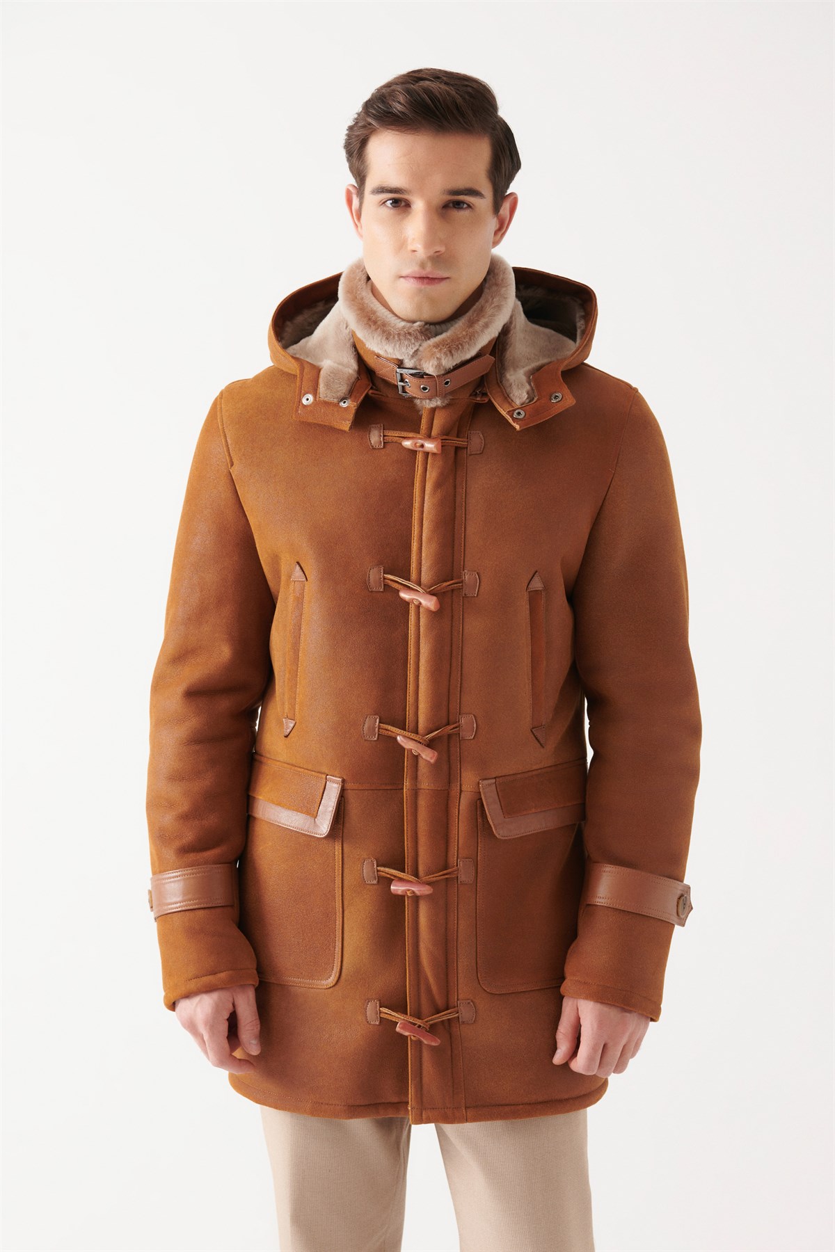 BRUNO Men Saffron Shearling Coat | Men Leather and Shearling Coat&Jacket
