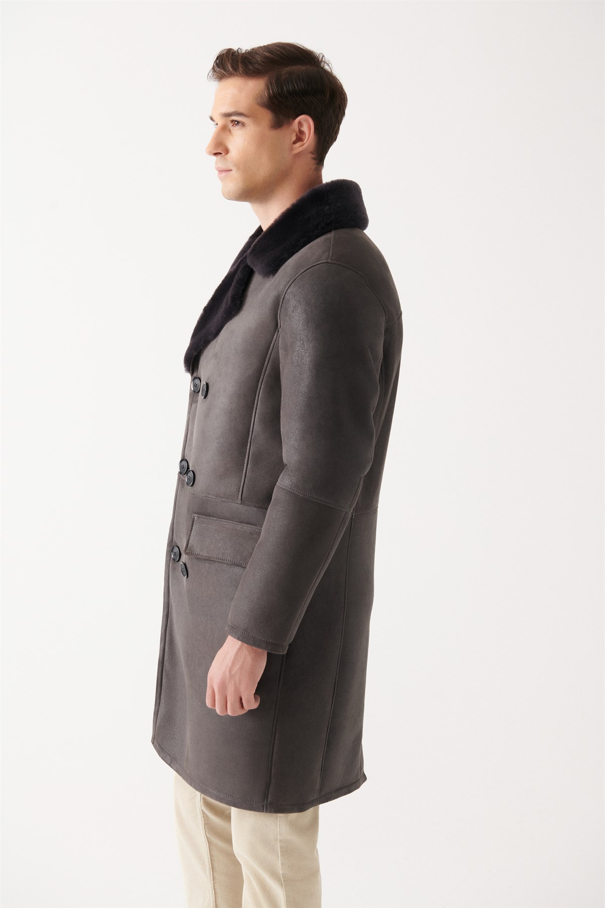 Harrison Brown Fur Long Coat - Men's Long Coat - Abbraci