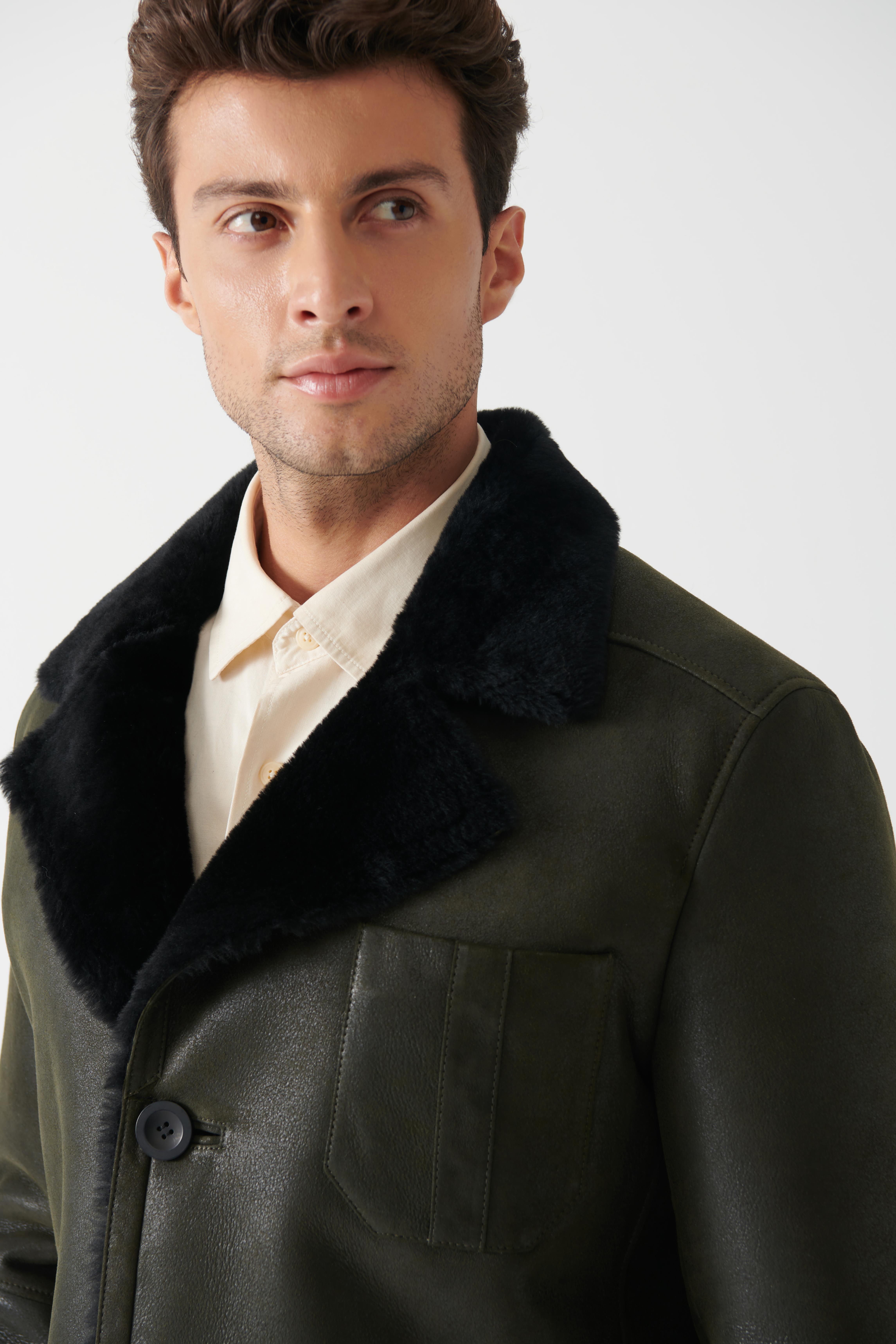 Shearling coat hotsell mens overcoat