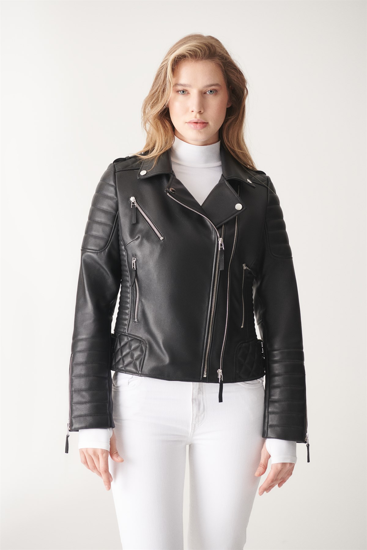 ADA Black Biker Leather Jacket | Women's Leather Jacket Models